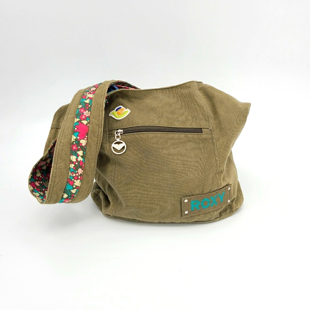 Roxy Olive Green Shoulder Bag with Multicolor Strap